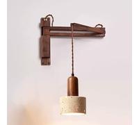 Lampadario A Sospensione In Marmo Moderno E Di Lusso Applique Murale Moderna Medievale, Braccio Oscillante Regolabile 360°, Parete Attrezzata Soggiorno Applique In Pietra Naturale Legno(Cylindrical)