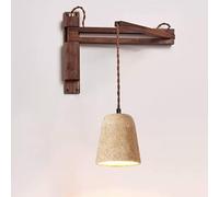 Lampadario A Sospensione In Marmo Moderno E Di Lusso Applique Murale Moderna Medievale, Braccio Oscillante Regolabile 360°, Parete Attrezzata Soggiorno Applique In Pietra Naturale Legno(Conical)