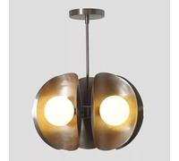 Lampadario A Sospensione In Ottone Stile Stilnovo Con Cinque Globes Sputnik