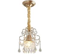 Lampadario a sospensione in rame V-intage regolabile Lampadario in vetro di cristallo europeo Lampadario a sospensione in perline di cristallo oro spazzolato,Plafoniera Lampadario Da Soffitto