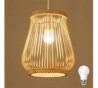 GUANSHAN Vaso Bamboo Weaving Pendant Light Bamboo Paralume Plafoniera Lampadario Lampada da soffitto Lampada decorativa per ristorante, soggiorno, bancone bar, caffè, ecc.