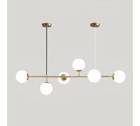 Lampadario a sospensione in vetro a 6 luci E27 Lampadario moderno a soffitto rettangolare con paralume in vetro a globo Lampada a sospensione industriale regolabile nordica per isola cucina Soggiorno