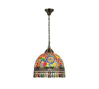 Lampadario a sospensione in vetro a mosaico in stile turco, fatto a mano, lampadario decorativo multicolore in vetro colorato, lampadario fatto a mano (1 confezione - con lampadina)