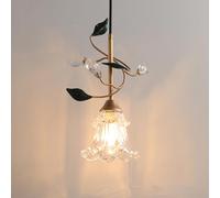 Lampadario a Sospensione in Vetro con Fiori retrò, 3 luci, per Isola Cucina, lampadario per Scale, lampadario Lungo Moderno di metà secolo, per soffitti Alti, Ingresso, Sala da Pranzo, camer