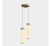 Lampadario a sospensione in vetro di marmo bianco Ottone 2 Lampada da soffitto a sospensione lunga sul comodino Lampadario lineare a tubo cilindrico Illuminazione in alabastro in pietra naturale per