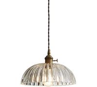 Lampadario a sospensione in vetro trasparente a cupola in stile casale, semicerchio, per decorazione rustica della casa, sala da pranzo, cucina, soggiorno e ingresso