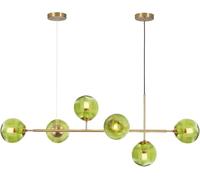 Lampadario a Sospensione in Vetro Verde a 6 luci, Design Moderno di metà secolo, Sputnik, lampadario lineare in Oro Spazzolato per Isola Cucina e Illuminazione Sala da Pranzo