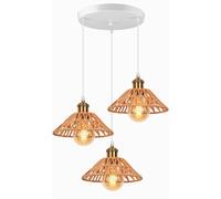 Lampadario a sospensione industriale, 3 Luci Lampada da soffitto E27 Vintage Plafoniera in Metallo Ø22cm Verde Paralume per Sala Cucina Camera da Letto (Corda Di Canapa - base -3 luci)