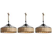 Lampadario a Sospensione Industriale in Corda di Canapa con Telecomando Senza Fili e Batteria, per Isola Cucina e Soggiorno, Set di 3 luci a Sospensione Senza Fili per Ristorante, 50 cm/19,7