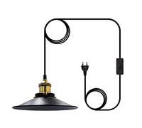 Lampadario a sospensione industriale plug-in retrò, interruttore on/off, lampada a sospensione E27, paralume a sospensione con cavo di alimentazione da 21.7 m, spina EU (senza lampadina)
