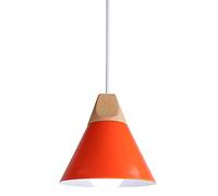 Lampadario a sospensione industriale, stile retrò, E27, in metallo, stile moderno, luce in metallo e legno, illuminazione vintage, colore: Arancio