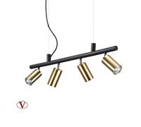 Lampadario a sospensione interno moderno nero 4 faretti orientabili SP4