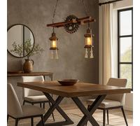 Lampadario A Sospensione Lampada Da Pranzo Lanterna Legno Ottone LED Steampunk