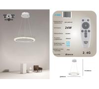 Lampadario a sospensione led 24w cerchio anello effetto cristallo con telecomand