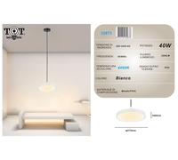 Lampadario a sospensione led 40W bianco cerchio tondo design moderno minimal