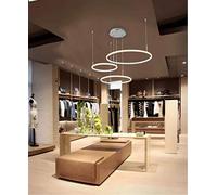 Lampadario a sospensione led 52w 3 cerchi sospesi design moderno pendente con anelli bianco per camera salotto (Luce bianca fredda)