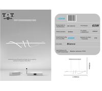 Lampadario a sospensione led 65W bianco spirale ondulato luce vortice orizzontal