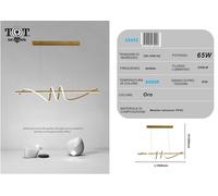 Lampadario a sospensione led 65W oro spirale ondulato luce vortice orizzontale p