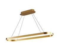 Lampadario a Sospensione LED dimmerabile, Regolabile, Ovale o Rettangolare, Color Oro, per Camera da Letto e corridoio, Luce Calda, Cavo di Sospensione da 100 cm, Lampada da soffitto Moderna