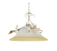 LAMPADARIO A SOSPENSIONE "LUCREZIA" IN METALLO E VETRO COLOR AVORIO, E27