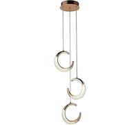 Lampadario a Sospensione Moderno a Forma di Luna con LED in Rame - Elegante Lampada da Comodino per Arredamento Contemporaneo, dimmerabile.