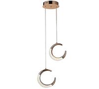 Lampadario a Sospensione Moderno a Forma di Luna con LED in Rame - Elegante Lampada da Comodino per Arredamento Contemporaneo, dimmerabile.