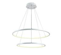 Lampadario a Sospensione Moderno a LED Rotondo, lampadario Contemporaneo per Interni con Luce Calda, 2 Anelli Bianchi (60 cm e 80 cm), Elegante Lampada da soffitto per l'arredamento della ca
