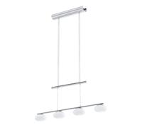 Lampadario A Sospensione Moderno Aleandro 1 Acciaio Cromo Vetro 4 Luci Led 4,5W