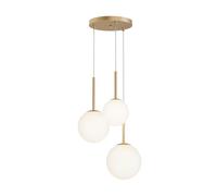 Lampadario A Sospensione Moderno Basic Form Metallo Oro Vetro 3 Luci E14 40W
