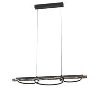 Lampadario A Sospensione Moderno Boyal Acciaio Nero Legno 2 Luci Led 12,5W