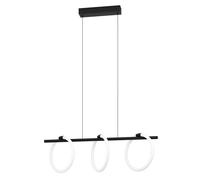Lampadario A Sospensione Moderno Caranacoa Acciaio Nero 3 Luci Led 9W 3600Lm