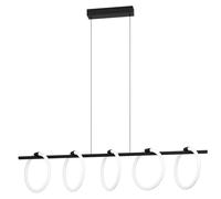 Lampadario A Sospensione Moderno Caranacoa Acciaio Nero 5 Luci Led 7W 7000Lm