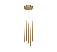 Lampadario A Sospensione Moderno Cascade Alluminio Ottone 5 Luci Led 30W