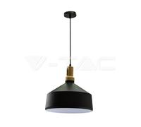 LAMPADARIO A SOSPENSIONE MODERNO CON PARALUME IN METALLO BASE LEGNO E27 V-TAC [EEK: A+]
