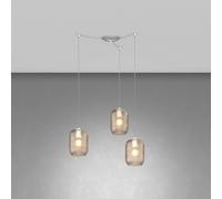 Lampadario a sospensione moderno cromato con vetri ambra a 3 luci tpl 0966