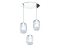 Lampadario a sospensione moderno cromato con vetri trasparenti a 3 luci tpl 0967