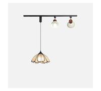 Lampadario a sospensione moderno e minimalista, stile retrò, ideale per ristoranti, con faretto a binario, design in legno, lampadario sospeso per soggiorno, arredamento contemporaneo (luce calda, dia