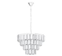 Lampadario A Sospensione Moderno Erseka Acciaio Cromo Cristallo 7 Luci E14