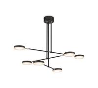 Lampadario A Sospensione Moderno Fad Metallo Nero Acrilico 6 Luci Led 40W