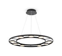 Lampadario A Sospensione Moderno Fad Metallo Nero Acrilico 9 Luci Led 63W