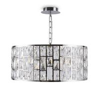 Lampadario A Sospensione Moderno Gelid Metallo Cromo Cristallo 4 Luci E27 60W [EEK: A++]