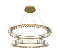 Lampadario A Sospensione Moderno Krone Metallo Oro 2 Luci Led 90W