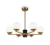 Lampadario A Sospensione Moderno Marble Metallo Ottone Vetro 6 Luci E27 60W