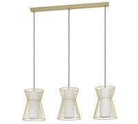 Lampadario A Sospensione Moderno Maseta Acciaio Oro Vetro 3 Luci E27