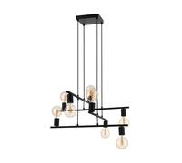 Lampadario A Sospensione Moderno Mezzana Acciaio Nero 8 Luci E27