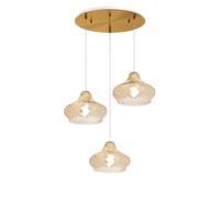 Lampadario a sospensione moderno oro con vetri ambra a 3 luci tpl 0980