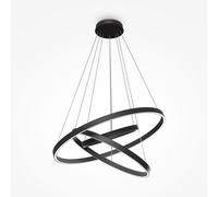 Lampadario A Sospensione Moderno Rim Alluminio Nero 3 Luci Led 115W