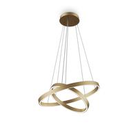 Lampadario A Sospensione Moderno Rim Alluminio Ottone 2 Luci Led 61W