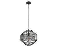 LAMPADARIO A SOSPENSIONE OPIUM NERA E TRASPARENTE 1 LUCE ATTACCO E27 33,5X33,5X30,3CM IN METALLO E VETRO