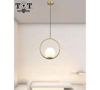 Lampadario a sospensione Oro Cerchio con Sfera in vetro attacco E27 moderno
